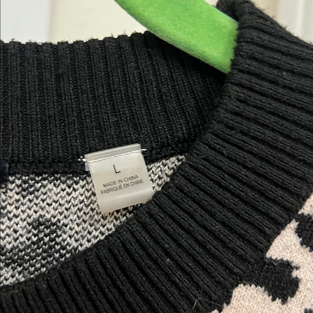 T Tahari Animal Print Sweater - Black and Cream - Picture 3 of 5